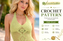 Diamond Lace Crochet Halter Top Pattern PDF Product Image 3