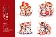 Cute tiger cub valentine day clipart sublimation png Product Image 1