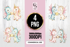 Cute Dragon Unicorn Star Clipart Sublimation PNG Product Image 1