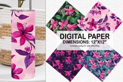 Fuchsia Flowers Pattern Digital Paper- Flowers Background Product Image 1