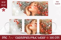 Winter Forest Mug Wrap, Winter Girl Mug Sublimation Design Product Image 1