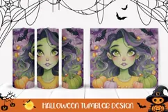 Art Halloween Witch Tumbler, Cartoon Halloween Witch PNG Product Image 1