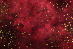 A vibrant red background with gold glitter and sparkles Product Image 1