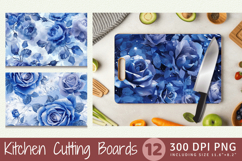 Winter Blue Roses Cutting Boards sublimation Design Product Image 1