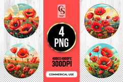 Poppy Flower Field Clipart Sublimation PNG Product Image 1