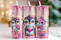 Penguin Valentine's Day Tumbler Wrap Sublimation Product Image 1