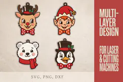 Christmas Ornaments SVG, Layered Laser Cut Files Product Image 1