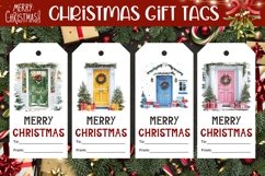 Christmas Door Gift Tag, Watercolor Christmas Gift Tags Product Image 1