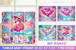 Tropical Flamingo 20 OZ Skinny Tumbler Wrap Sublimation Png. Product Image 1
