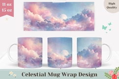 Sky Mug Wrap, Pink Clouds Mug Design, Celestial Mug Print Product Image 1