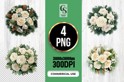 White Rose Winter Floral Bouquet PNG Product Image 3