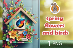 spring flowers, bird, birdhouse Product Image 1