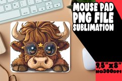 Cute Peeking Cow Mouse Pad PNG Sublimation Product Image 1