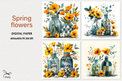 FLowers digital paper, background clipart Product Image 1