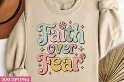 Faith over fear PNG, Retro Christian Sublimation PNG Product Image 2