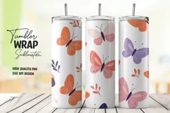 Butterfly pattern tumbler wrap sublimation design Product Image 1