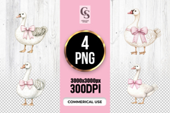 Vintage White Goose with Pink Bow Clipart Sublimation PNG Product Image 1