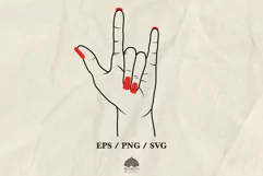 Rock n roll hand with red polish SVG PNG EPS Product Image 1