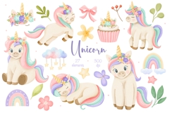 Watercolor Pastel Unicorn Clipart Product Image 1