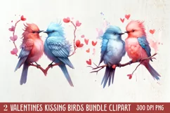 Breeds of Valentine Kissing Birds, Valentine's Day Clipart Product Image 1