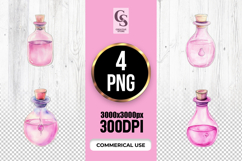 Watercolor Pink Potion Bottle Clipart Sublimation PNG Product Image 1