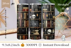 Embroidery Halloween Tumbler Wrap, Gothic Tumbler, Skull PNG Product Image 1