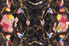 Black Marble Gold Veins &amp; Iridescent Gemstone Texture Product Image 1