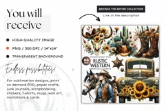 Wheel Clipart, Rustic Western clipart, western Sublimation Product Image 2