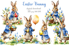 Easter Bunny Clipart PNG Bundle. Easter Sublimation Design Product Image 1