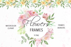 Watercolor Boho roses frame clipart Product Image 1