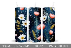 Flowers Tumbler Design. Wildflowers Tumbler Wrap Sublimation Product Image 1