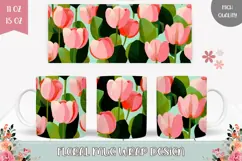 Pink Tulips Mug Wrap, Pink Flowers Mug, Floral Mug Design Product Image 1