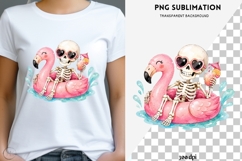 Summerween Skeleton Flamingo Clipart PNG, Tropical Goth Pool Product Image 2