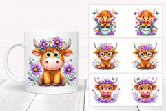 Highland Cow Mug Bundle. Cute Cow Mug Sublimation Product Image 2