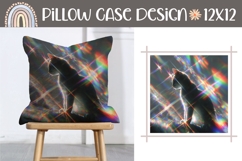 Glitter Cat Pillow Case, Glitch Pillow Design, Cat PNG Product Image 1
