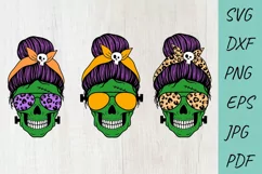 Halloween svg, Mom life svg, Momster svg, Mom Messy Bun svg Product Image 1