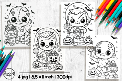 Cute zombie Halloween coloring pages Product Image 1