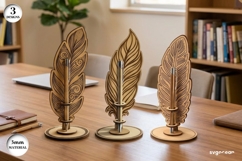 Feather Pen Stand Laser Cut Bundle | Glowforge | SVG Product Image 1