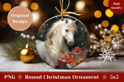 Christmas Round Ornament, Christmas Horse Ornament PNG Product Image 1