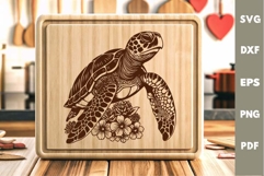 Sea Turtle Design, Underwater World, Cutting board Laser SVG Product Image 1
