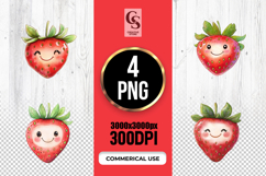 Cute Watercolor Strawberry Clipart PNG Product Image 1