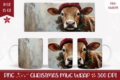Christmas Cow Mug Wrap, Winter Coffee Mug Design Product Image 1