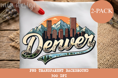 Denver PNG, Vintage Mile High City Mountain Sublimation Product Image 1