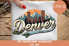 Denver PNG, Vintage Mile High City Mountain Sublimation Product Image 1