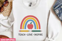 Teach Love Inspire PNG, Retro Teacher Sublimation PNG Product Image 2