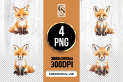 Baby Fox Watercolor Clipart Sublimation PNG Product Image 1