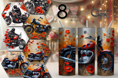 Motorcycle &amp; flowers | Bike Skinny tumbler sublimation Product Image 1