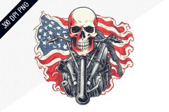 Man Skull Ride American Bike Sublimation -4th of July Design Product Image 1