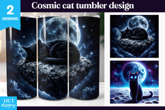 Cosmic Cat Tumbler Wrap, Halloween tumbler, galaxy cat Product Image 1