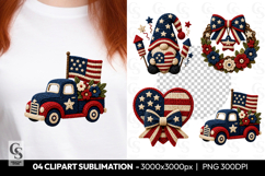 Patriotic Crochet Truck clipart Sublimation PNG Product Image 1